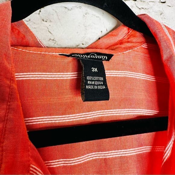 Millenium Striped Button Down Bright Top Plus 2X - Picture 6 of 8